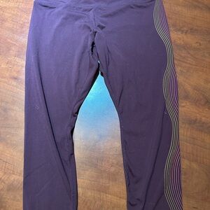 Xersion Purple Leggings with Gold Accents